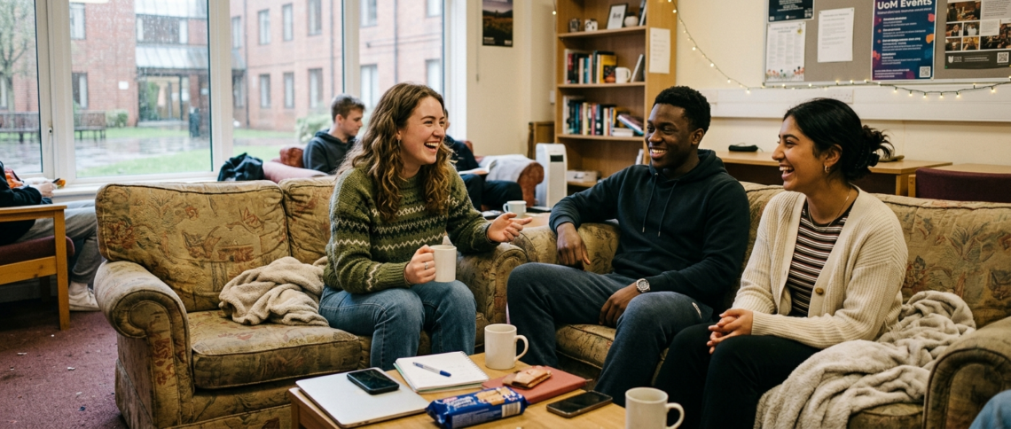 University students together in halls of residence — meningitis B vaccination at Miles Pharmacy, Epsom