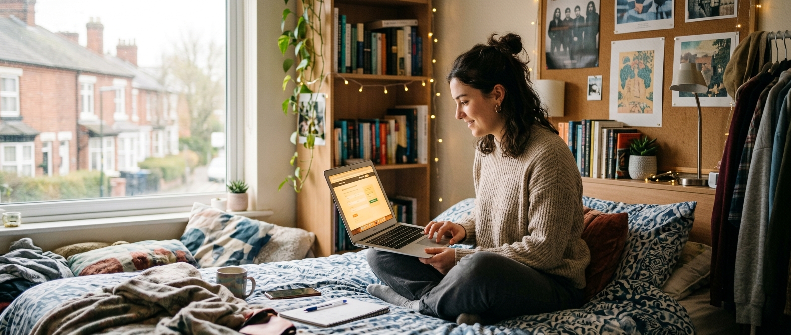A student booking a meningitis B vaccination online before starting university
